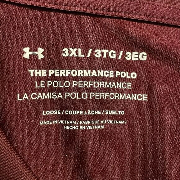 Under Armour The Performance Golf Tech Polo Shirt Maroon Knit Short Sleeve 3X - Picture 8 of 12